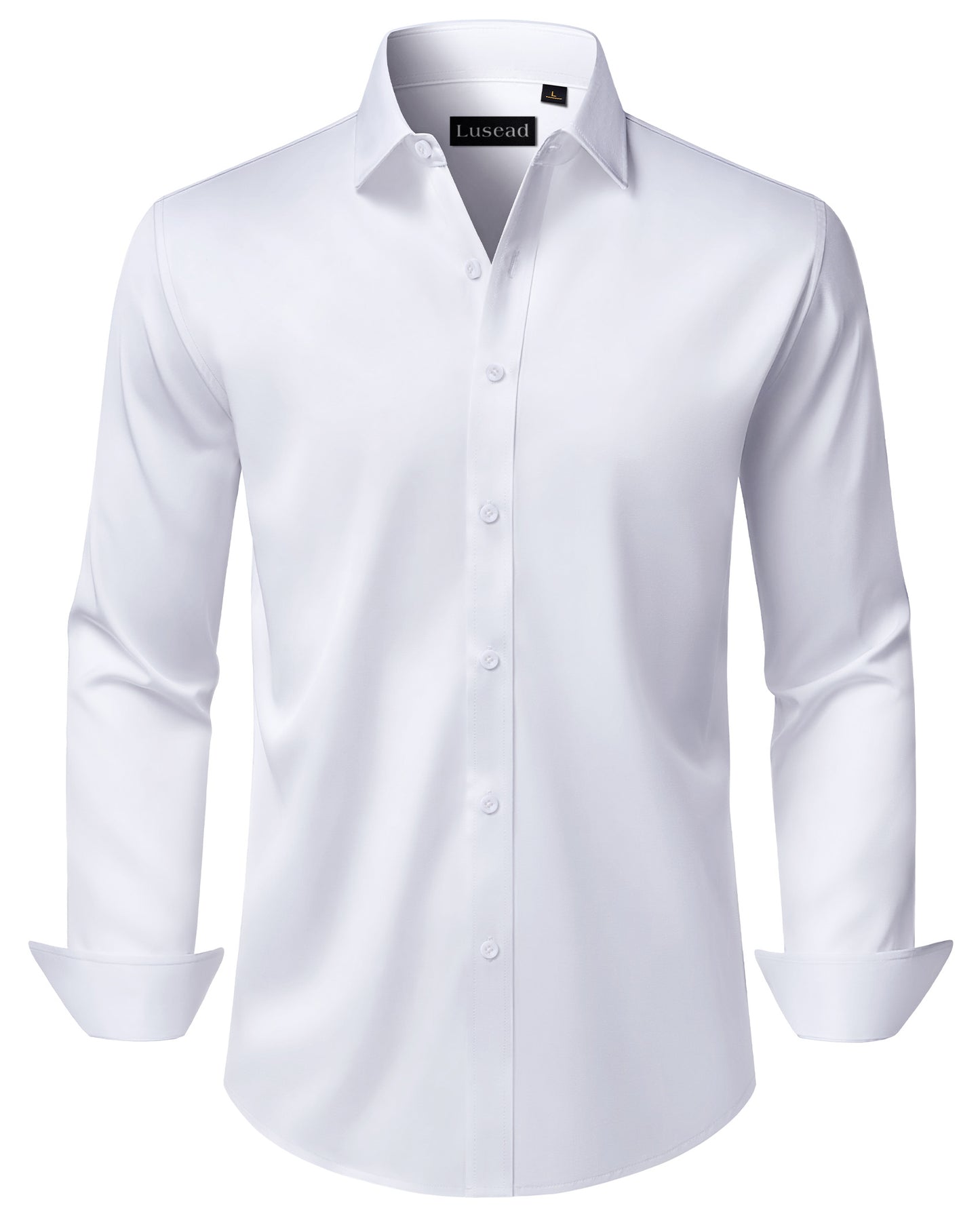 Lusead Mens White Slim Fit Dress Shirts Wrinkle Free Tuxedo Shirt