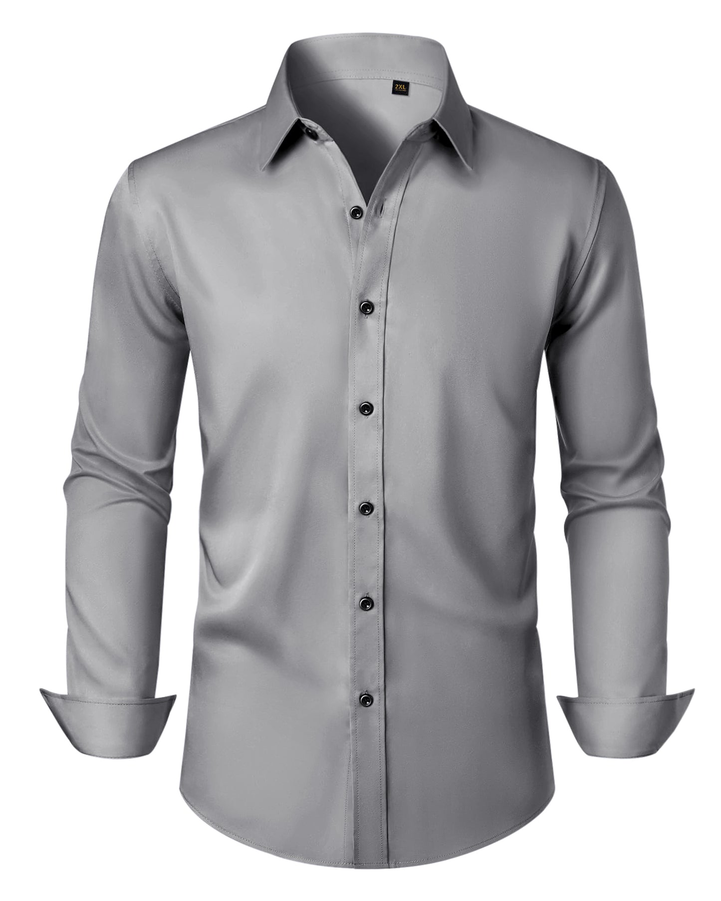 Lusead Men's Grey Dress Shirts Slim Fit Formal Button Down Shirt
