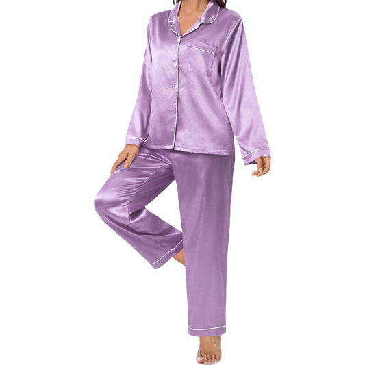 SPAIOERSILK Women's Silk Pajamas Set - Button Down Long Sleeve Top & Pants