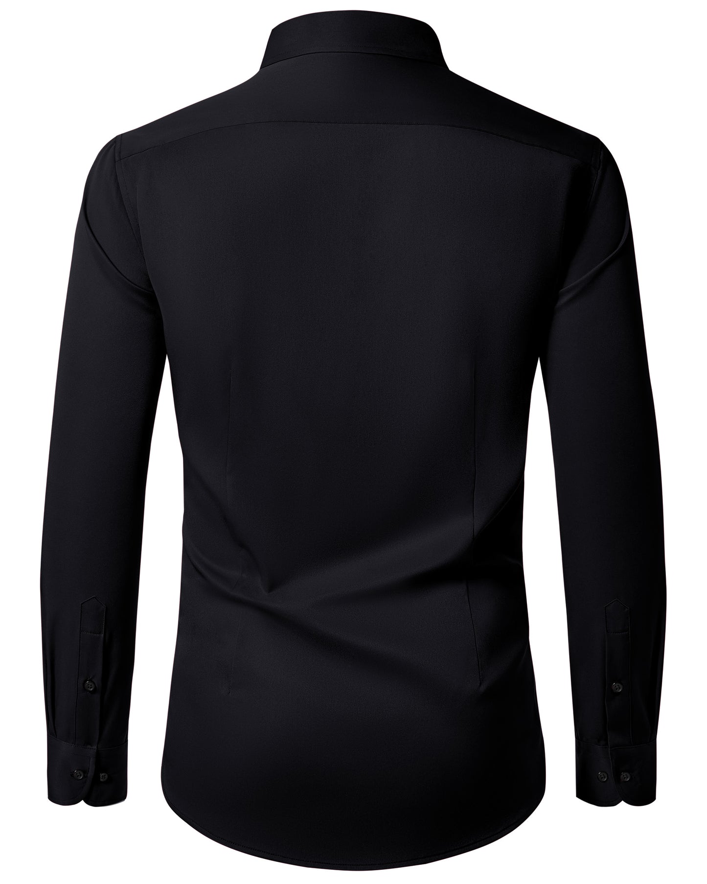 Lusead Black Slim Fit Dress Shirt for Men Long Sleeve Stretch Shirt