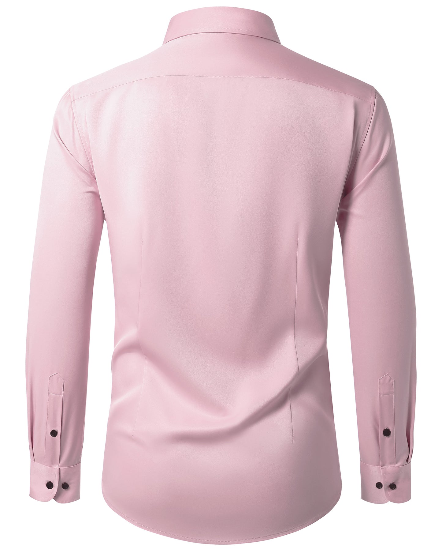Lusead Mens Pink Dress Shirts Long Sleeve Stretch Button Up Shirt