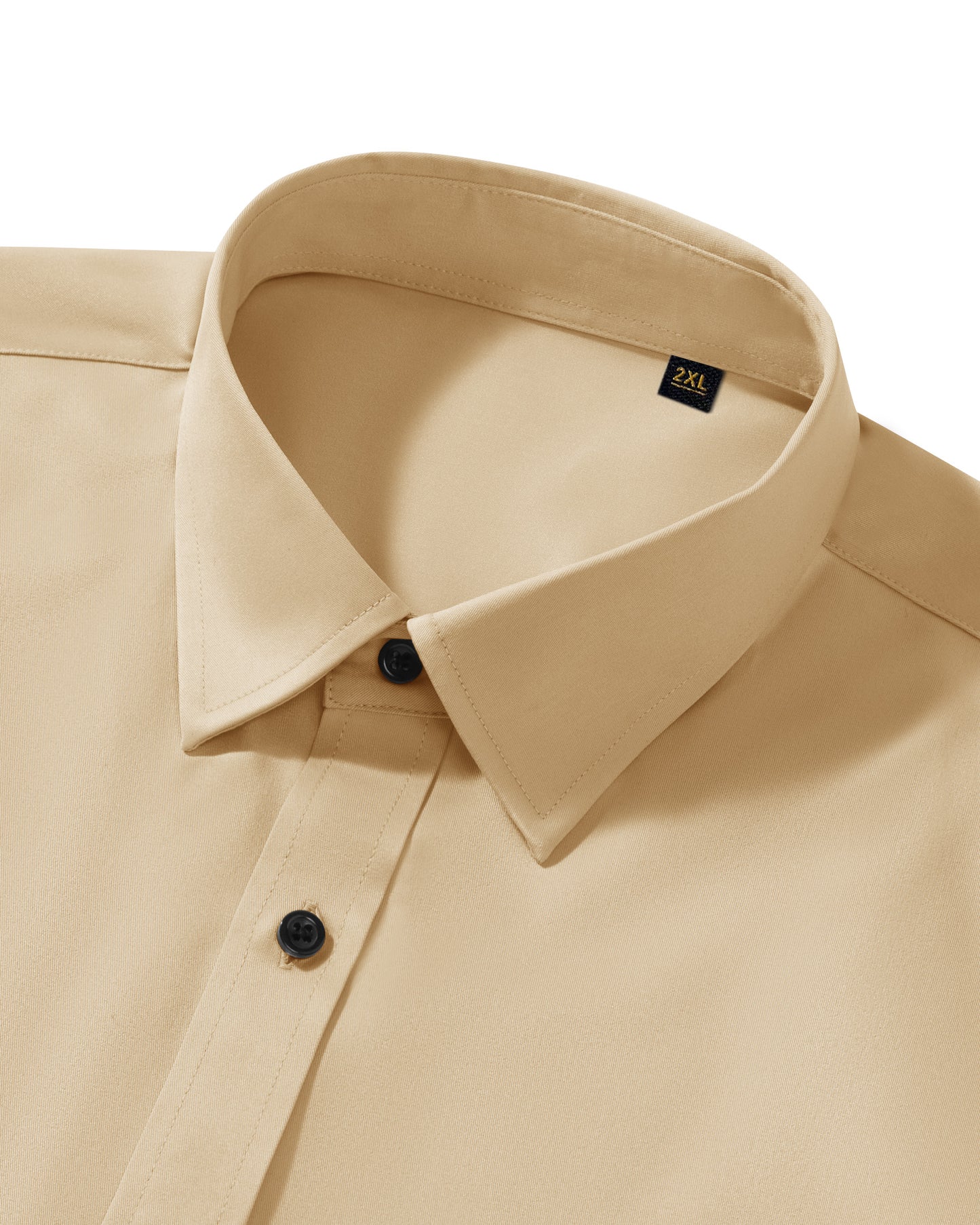 Lusead Mens Tan Dress Shirt Long Sleeve Stretch Button Down Shirts