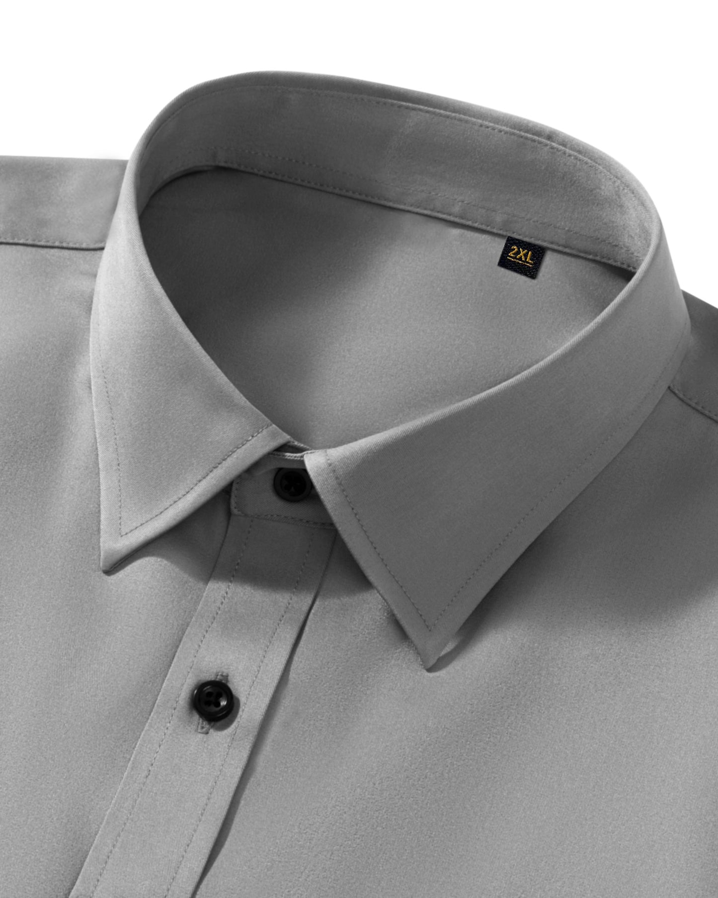 Lusead Men's Grey Dress Shirts Slim Fit Formal Button Down Shirt