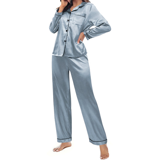 SPAIOERSILK Women's Silk Pajamas Set - Button Down Long Sleeve Top & Pants