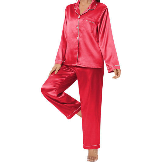 SPAIOERSILK Women's Silk Pajamas Set - Button Down Long Sleeve Top & Pants
