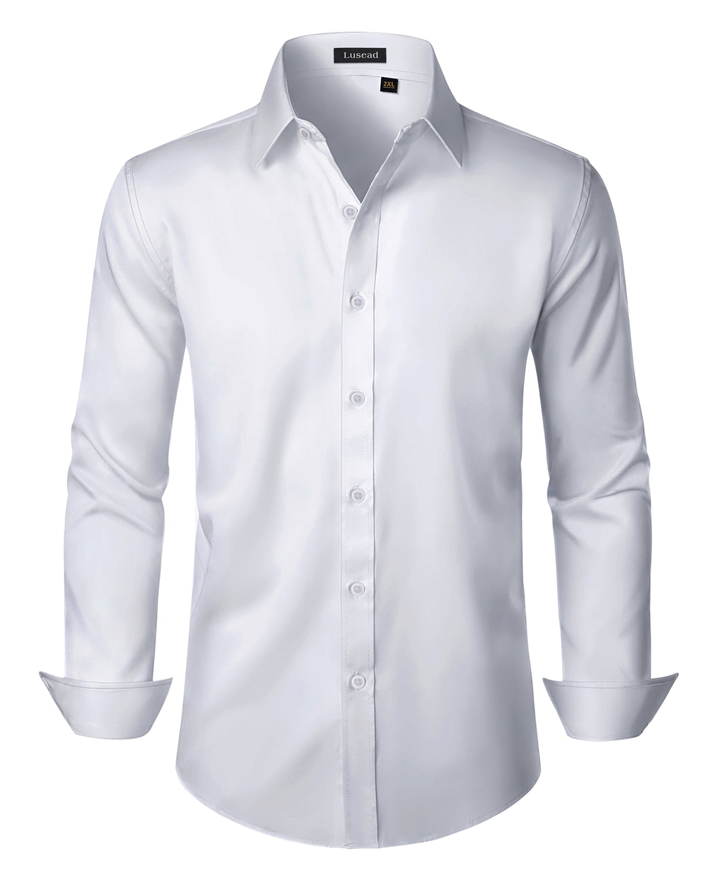 Lusead Men's Grey Dress Shirts Slim Fit Formal Button Down Shirt