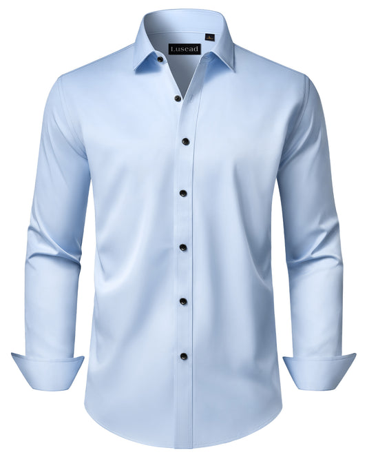 Lusead Slim Fit Dress Shirt for Men Long Sleeve Button Up Shirt