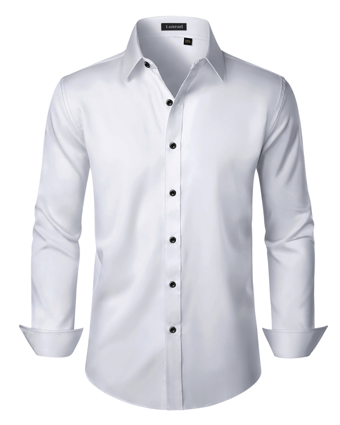 Lusead Men's Grey Dress Shirts Slim Fit Formal Button Down Shirt