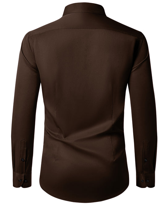 Lusead Brown Dress Shirts for Men Long Sleeve Wrinkle Free Shirts
