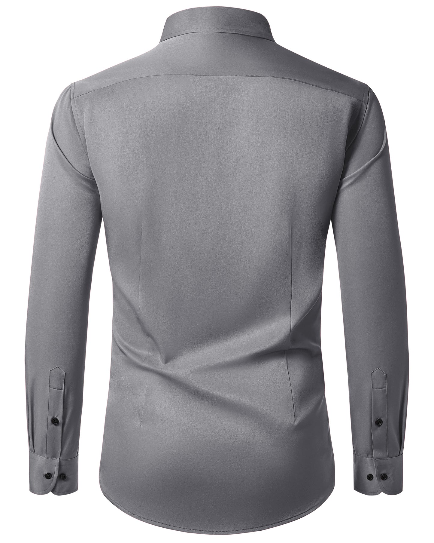 Lusead Men's Grey Dress Shirts Slim Fit Formal Button Down Shirt