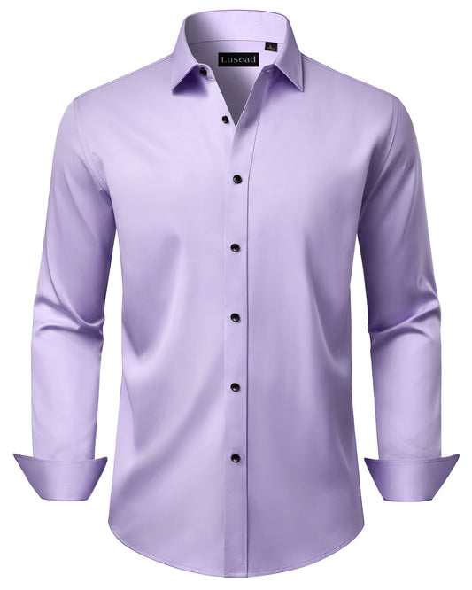 Lusead Slim Fit Dress Shirt for Men Long Sleeve Button Up Shirt