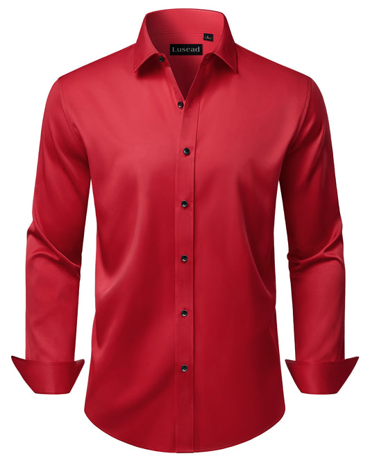 Lusead Slim Fit Dress Shirt for Men Long Sleeve Button Up Shirt