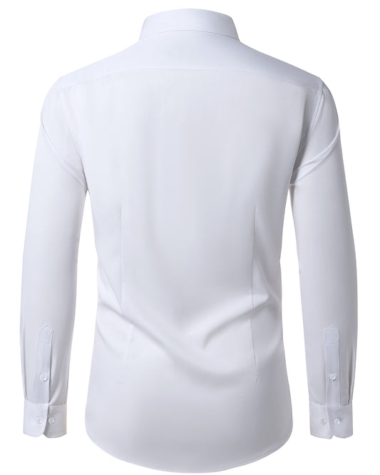 Lusead Mens White Slim Fit Dress Shirts Wrinkle Free Tuxedo Shirt