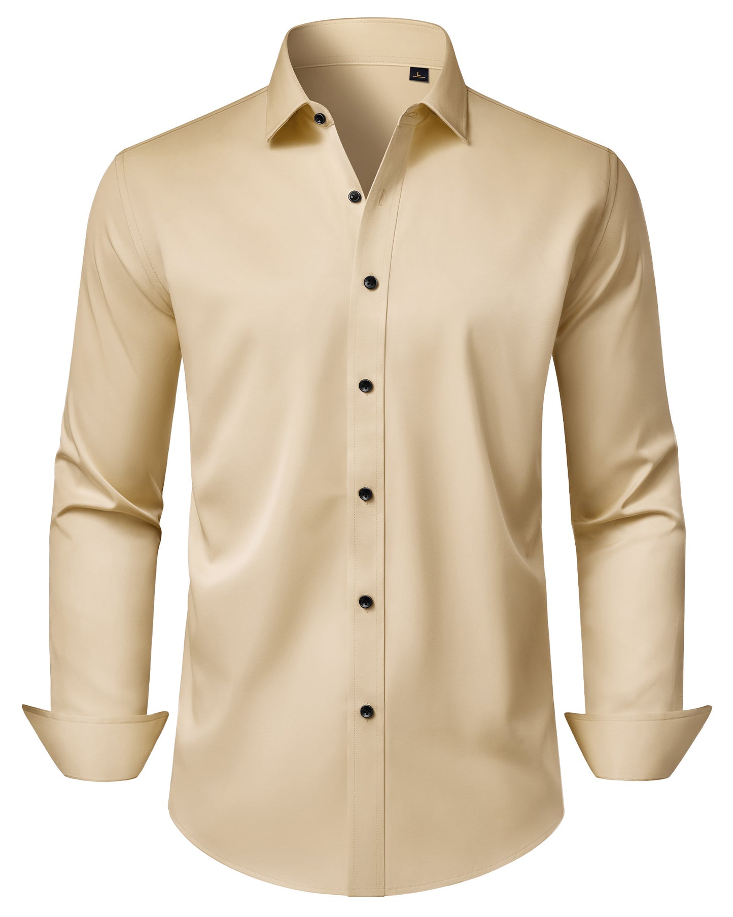 Lusead Mens Tan Dress Shirt Long Sleeve Stretch Button Down Shirts