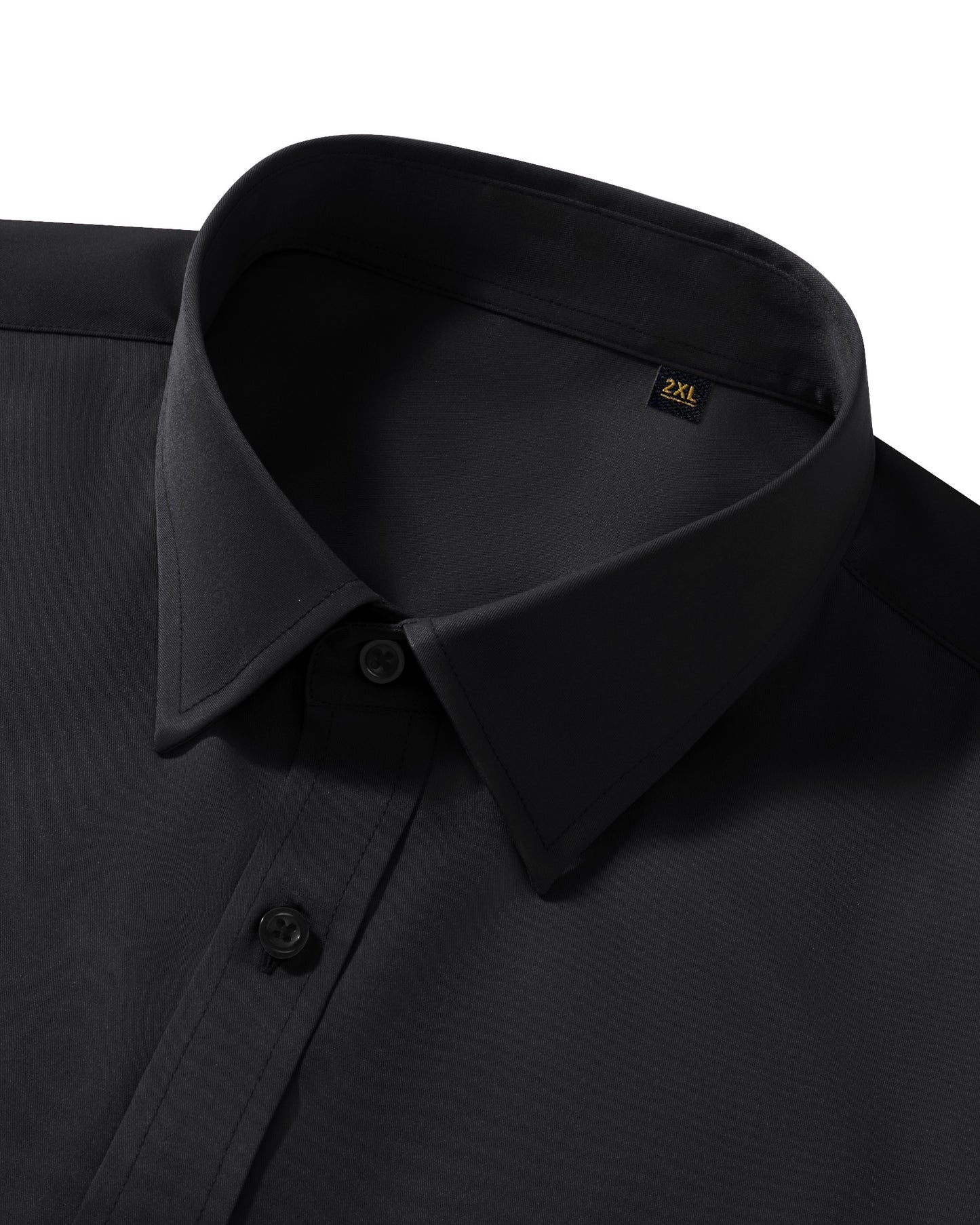 Lusead Black Slim Fit Dress Shirt for Men Long Sleeve Stretch Shirt