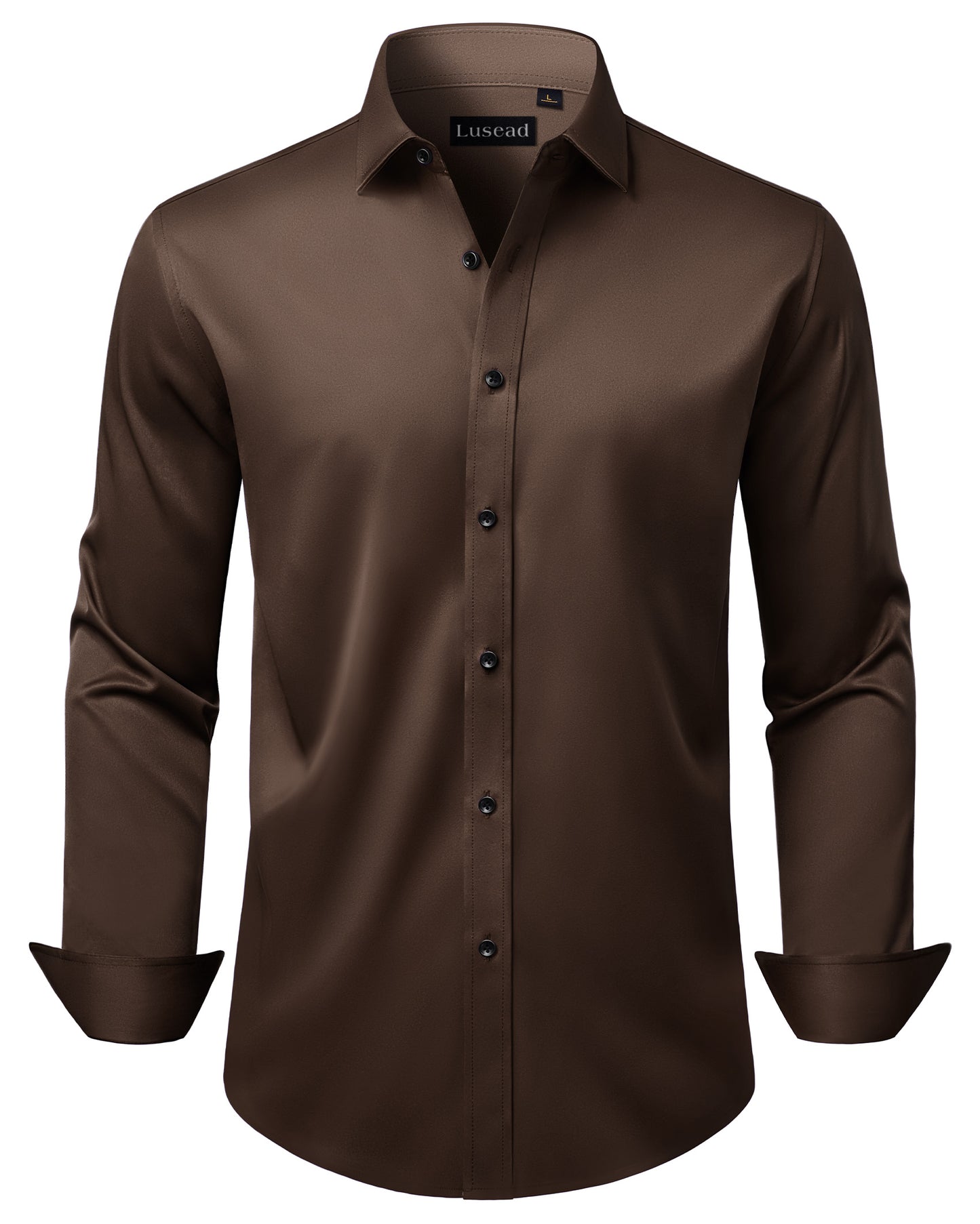 Lusead Brown Dress Shirts for Men Long Sleeve Wrinkle Free Shirts